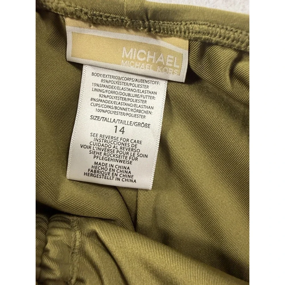 Michael Kors Size 14 Swimsuit Ruched Tie Side One Peice  Olive Green NWOT